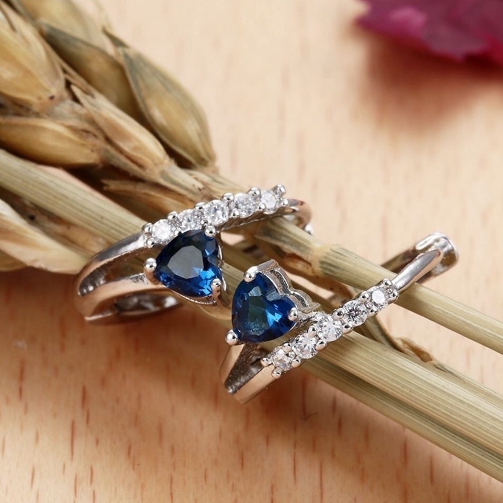 LAST ONE‼️ 925 Sterling Silver Sapphire Earrings - Picture 4 of 9
